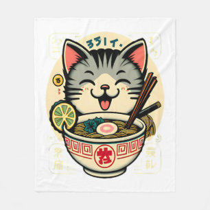 Cat Noodle Japanese Anime ga Kawaii Cat Fleece Blanket