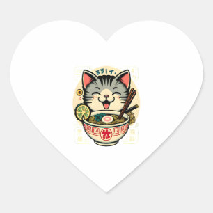 Cat Noodle Japanese Anime ga Kawaii Cat Heart Sticker