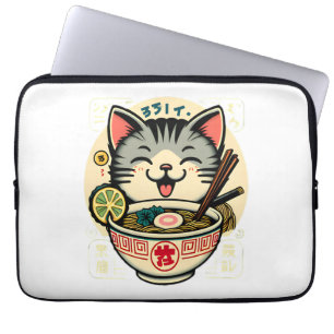 Cat Noodle Japanese Anime ga Kawaii Cat Laptop Sleeve