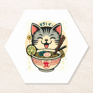 Cat Noodle Japanese Anime ga Kawaii Cat Paper Coaster