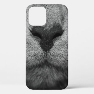 CAT NOSE IN BLACK AND WHITE iPhone 12 CASE