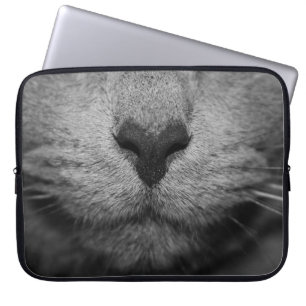 CAT NOSE IN BLACK AND WHITE LAPTOP SLEEVE