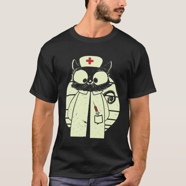 Cat Nurse Cat Caregiver Disguise T-Shirt (Front)