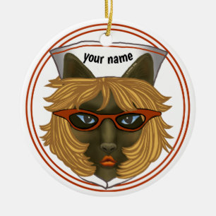 Cat Nurse  Ceramic Ornament