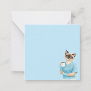 Cat Nurse is drinking coffee Card