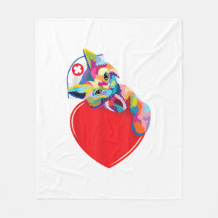 Cat Nurse Shirt Women Men Cat Lover Colourful Nurs Fleece Blanket