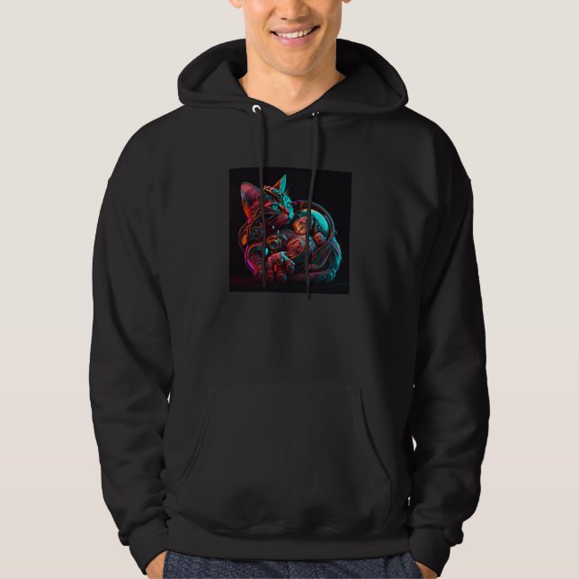 Cat Nursing Colorful Hoodie (Front)