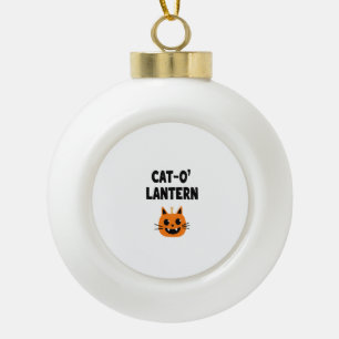 Cat-O'-Lantern 3 Ceramic Ball Christmas Ornament