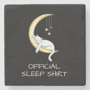 Cat official sleep shirt Cat owner gift Stone Coaster
