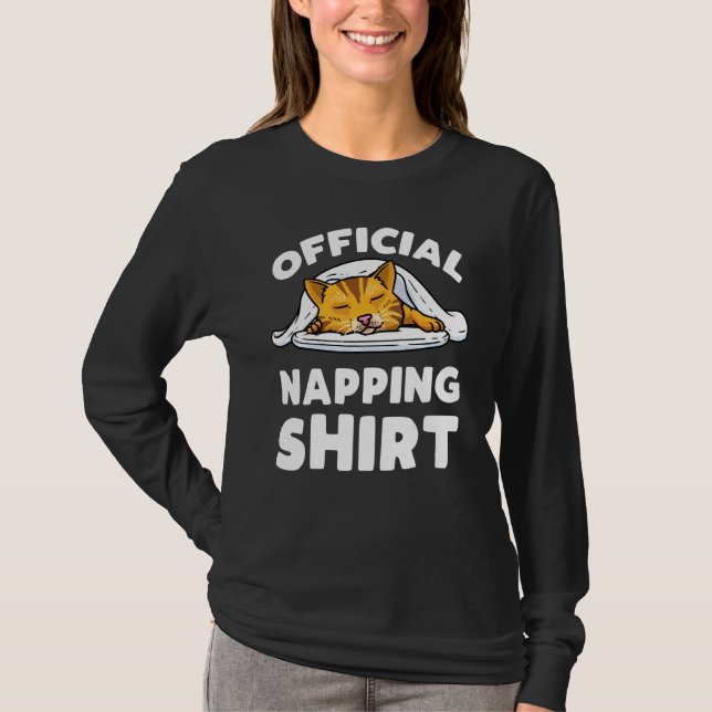 Cat Official Sleeping  Pajama Cat  Napping T-Shirt (Front)