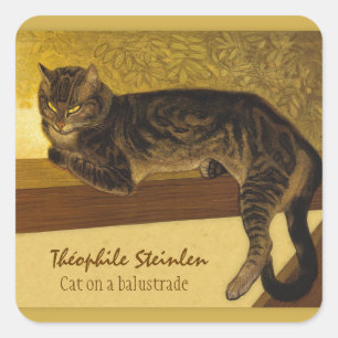 Cat on a balustrade CC0234 Théophile Steinlen Square Sticker