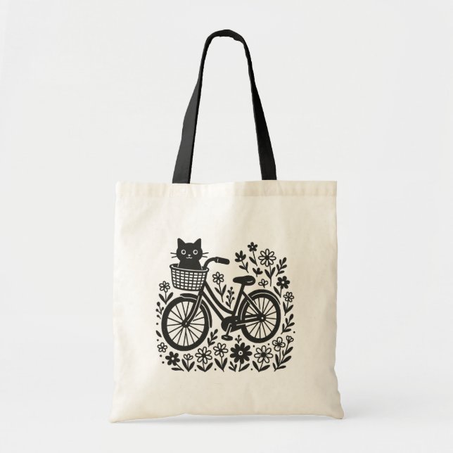 Cat on a Bike Tote Bag (Front)
