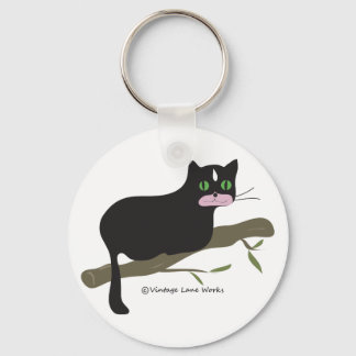 Cat on a Branch Key Ring