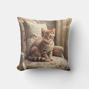 Cat on a chair (Shabby Chic) Cushion