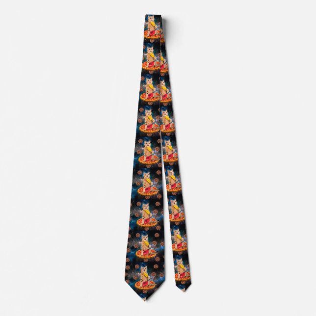 Cat on a pizza eating tie (Front)