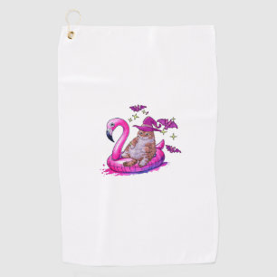 Cat On A Pool Funny Spooky Summer Summerween Hallo Golf Towel