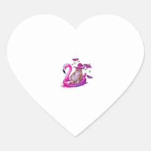 Cat On A Pool Funny Spooky Summer Summerween Hallo Heart Sticker