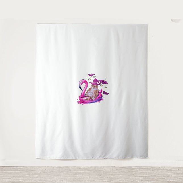 Cat On A Pool Funny Spooky Summer Summerween Hallo Tapestry (Front)