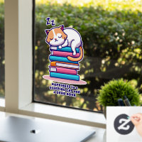 Cat on a Stack of Books Cute Personalised Literary