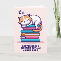 Cat on a Stack of Books Cute Personalised Literary