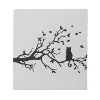 Cat on a tree - Silhouette Notepad
