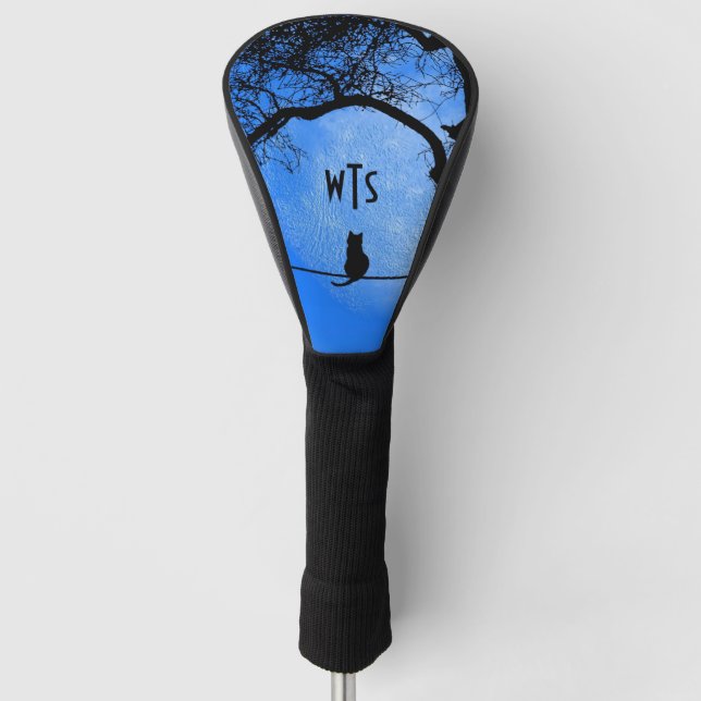 Cat on a Wire Blue Moon Golf Head Cover (Front)