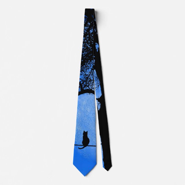 Cat on a Wire Blue Moon Tie (Front)