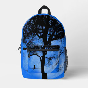 Cat on a Wire Full Blue Moon Printed Backpack