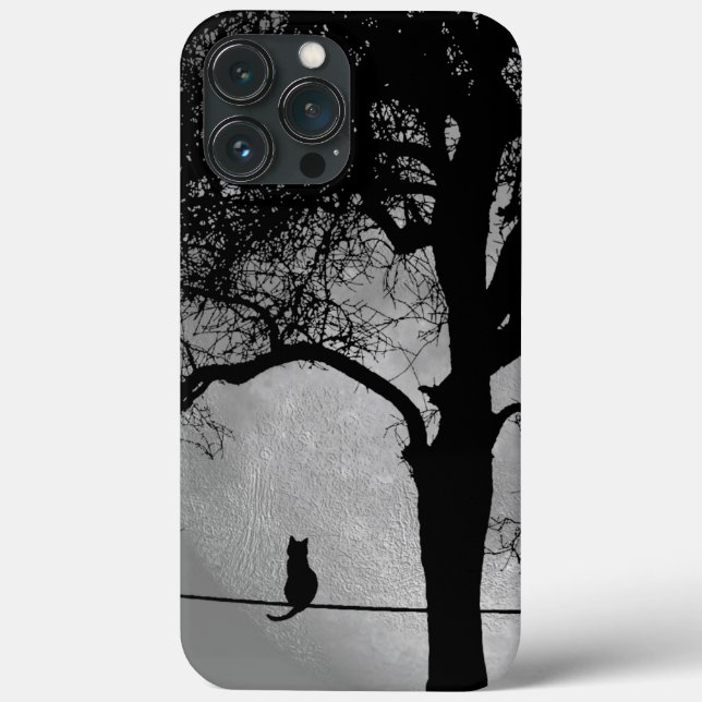 Cat on a Wire Full Moon Case-Mate iPhone Case (Back)