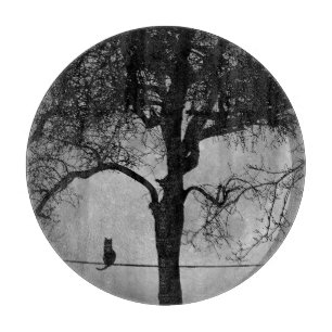 Cat on a Wire Full Moon Cutting Board