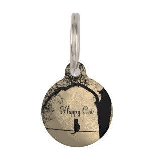 Cat on a Wire Full Moon Owner Info ID # on Back Pet Tag