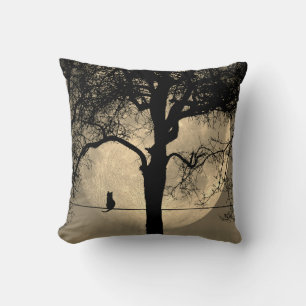 Cat on a Wire Full Moon Solid Brown Back Cushion