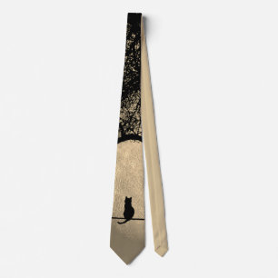 Cat on a Wire Full Moon Tie