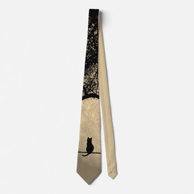 Cat on a Wire Full Moon Tie (Front)