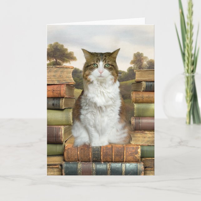 Cat on Books Card (Front)