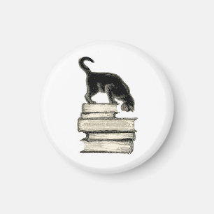 Cat on Books Magnet