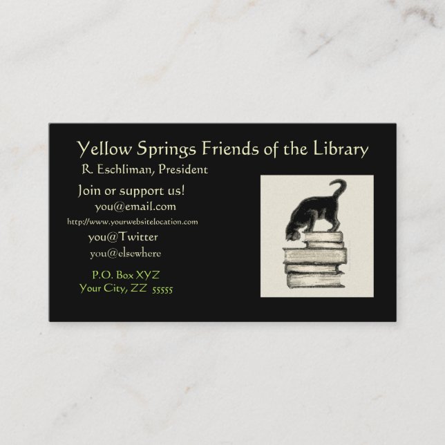 Cat on Books  Regular Business Card (Front)