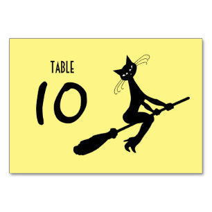 Cat On Broomstick Table Number