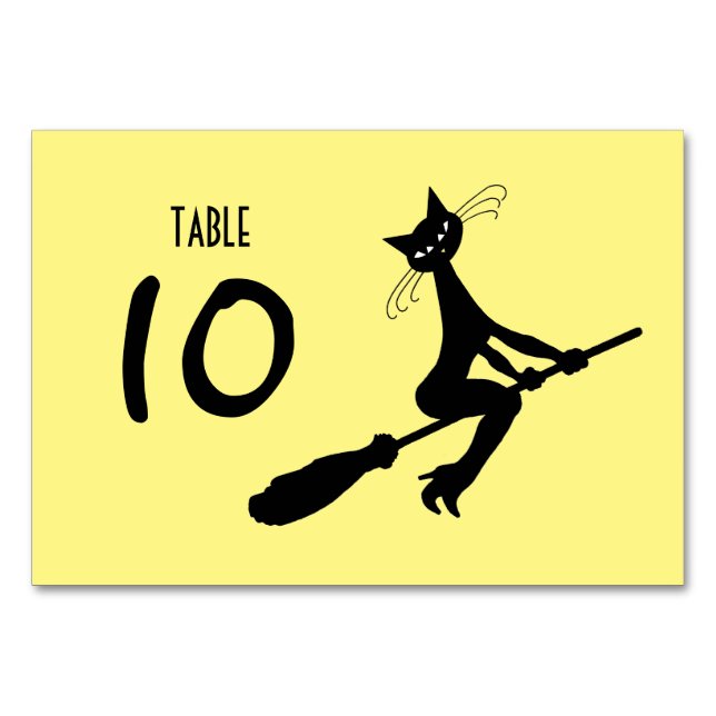 Cat On Broomstick Table Number (Back)
