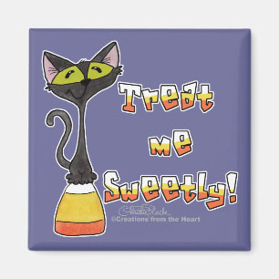 Cat on Candy Corn-Treat Me Sweetly Magnet
