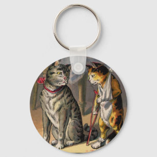 Cat on Crutches Key Ring