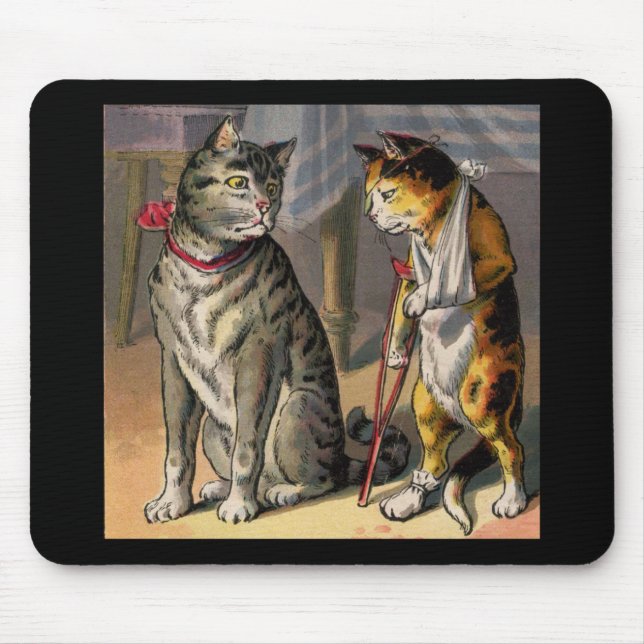 Cat on Crutches Mouse Pad (Front)