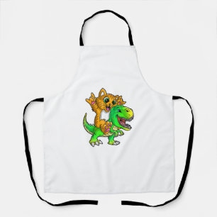Cat on Dinosaur - Children and Adults Apron