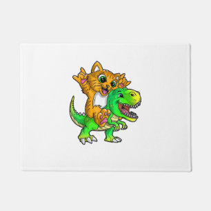 Cat on Dinosaur - Children and Adults Doormat