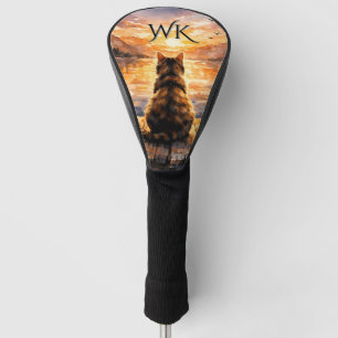 Cat on Dock at Sunset Monogram Golf Head Cover
