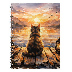 Cat on Dock at Sunset Notebook