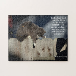 Cat on Fence #9 (Personalise Quote) Jigsaw Puzzle