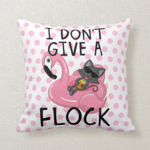 Cat on Flamingo with Pineapple and Pink Polka Dots Cushion