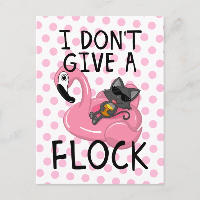 Cat on Flamingo with Pineapple and Pink Polka Dots Holiday Postcard (Front)