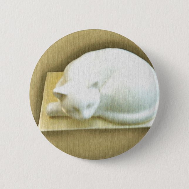 Cat on Gold Box II 6 Cm Round Badge (Front)